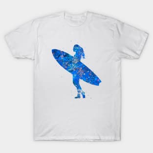 Surfer girl blue art T-Shirt